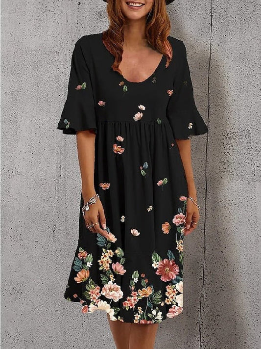 Sexy Loose Short Sleeve Printed Dress