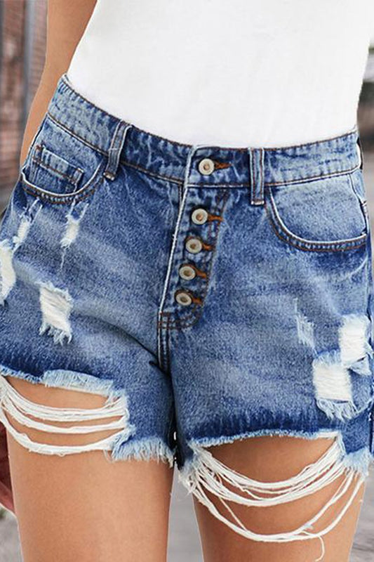 Antmvs Denim Hole Ripped Distressed Shorts