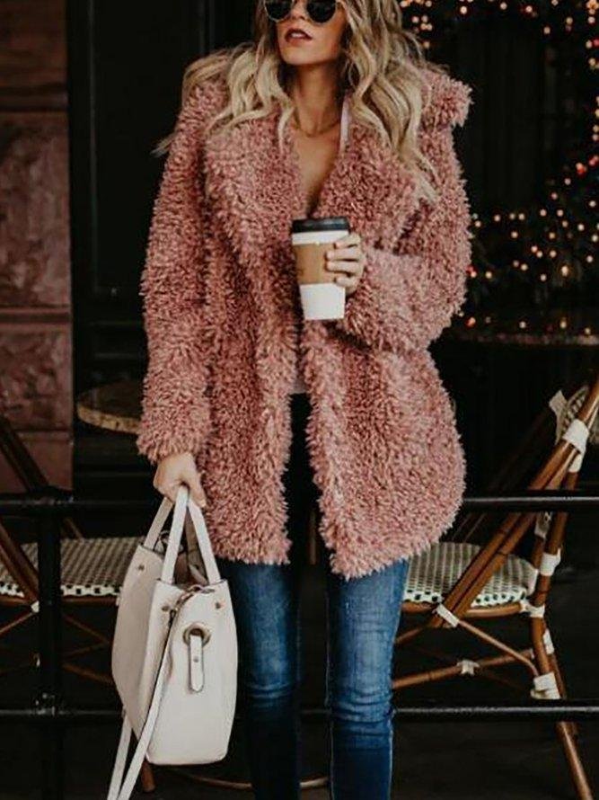 Solid Sweet Long Sleeves Flurry Outerwear