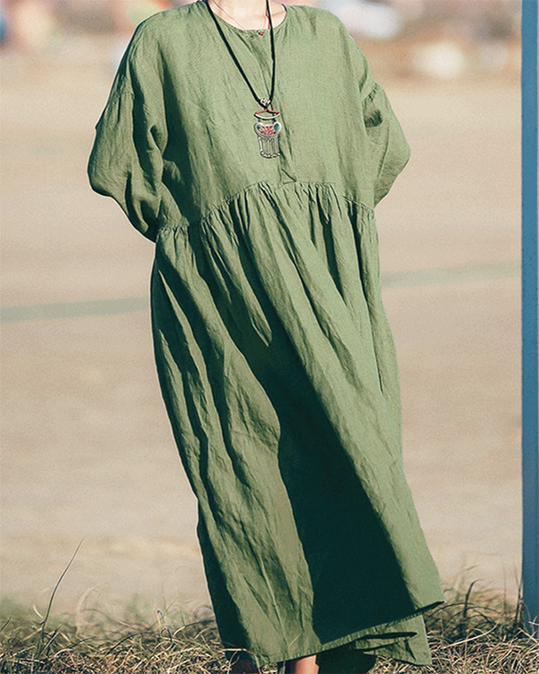 Cotton Green Long Sleeve Tunic Dress