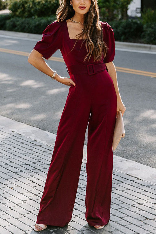 Antmvs Gala So Grand Velvet Belted Wide Leg Jumpsuit