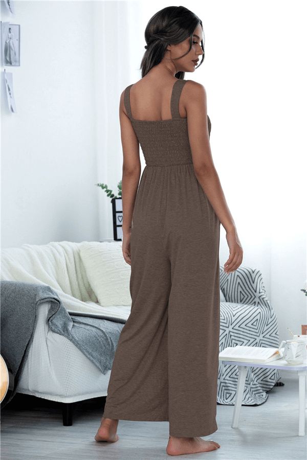 Antmvs Fashion Solid Color Wide-Legged Jumpsuit