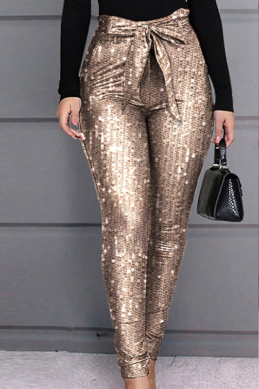 Antmvs Fashion Casual Sequin Stretch Pants