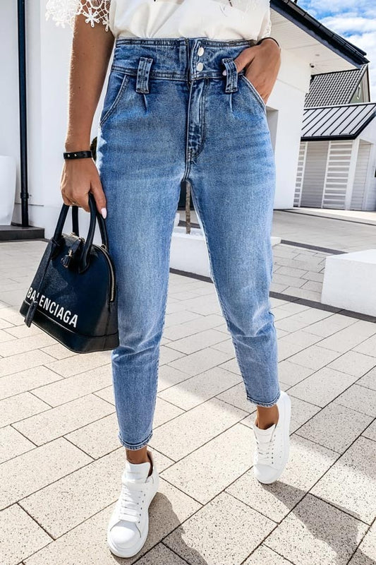 Antmvs Fashion High Waist Denim Trousers