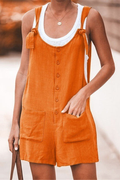 Antmvs Fashion Solid Color Button Loose Jumpsuit