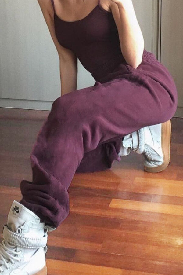 Antmvs Fashion Solid Color Rrushed Sweatpants (Thick)