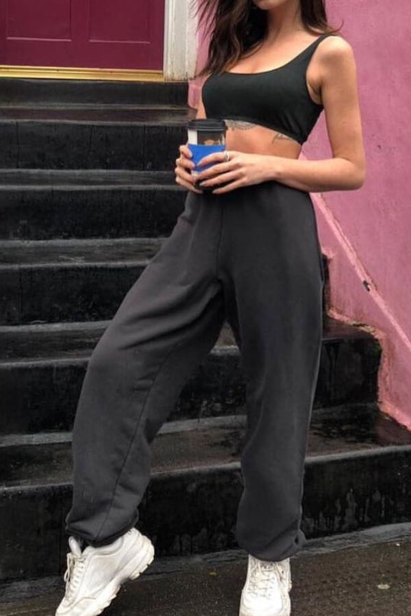 Antmvs Fashion Solid Color Rrushed Sweatpants (Thick)