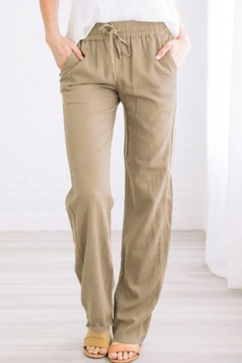 Antmvs Pockets Drawstring Solid Loose Casual Fall Pants(6 Colors)