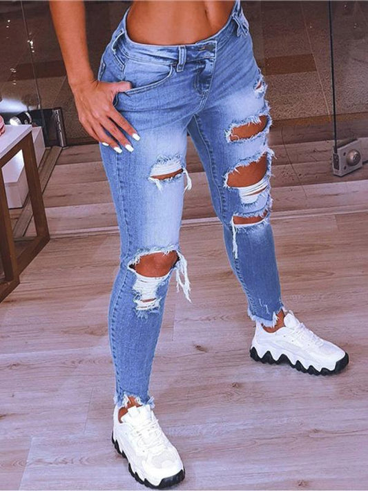 Antmvs Low-Rise Hip-Lift Ripped Stretch Jeans