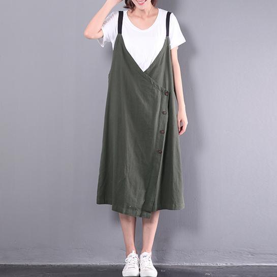 new green casual linen dresses plus size sleeveless dress