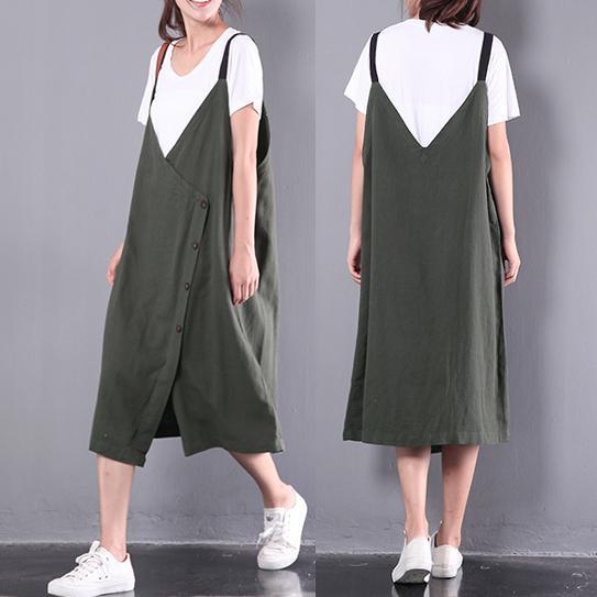 new green casual linen dresses plus size sleeveless dress