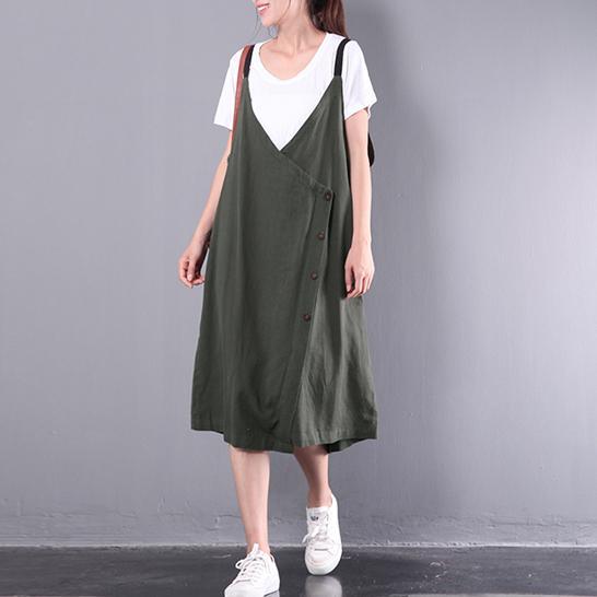 new green casual linen dresses plus size sleeveless dress