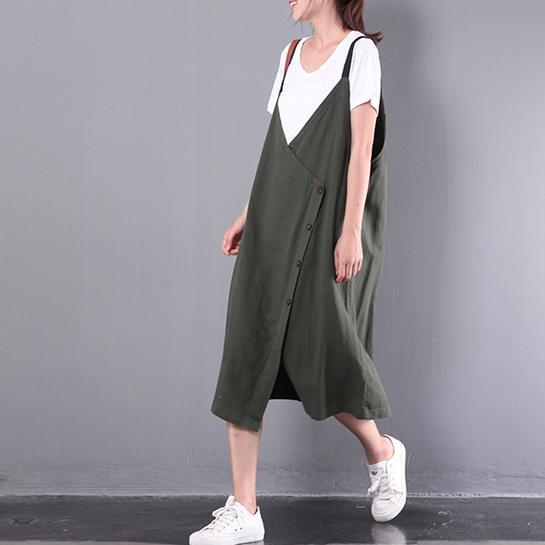 new green casual linen dresses plus size sleeveless dress