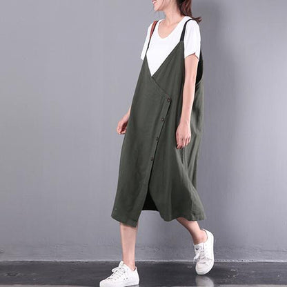 new green casual linen dresses plus size sleeveless dress