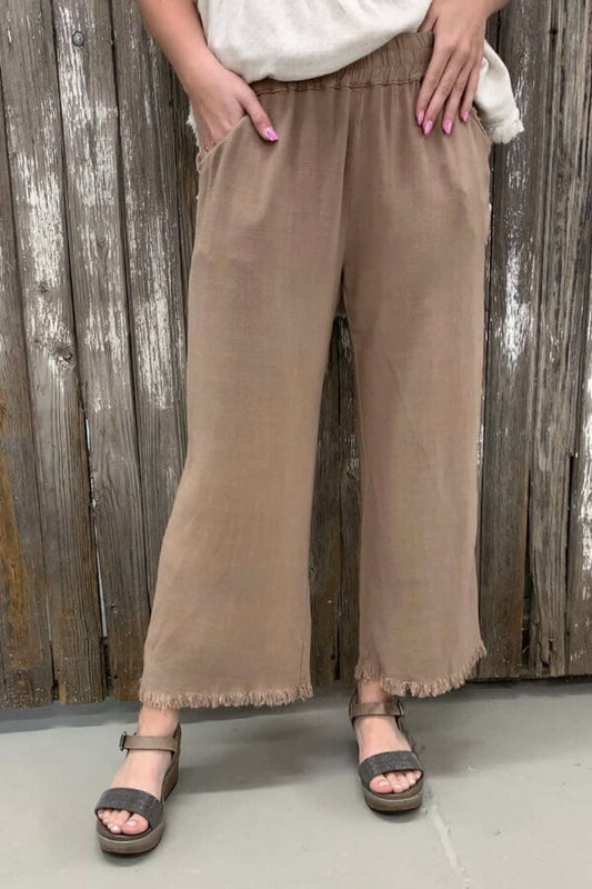 Antmvs Casual Fashion Cotton Linen Wide Leg Pants