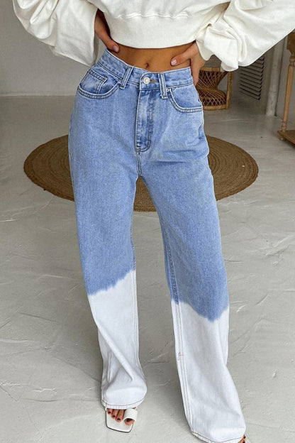 Antmvs Personality Patchwork High Waist Jeans