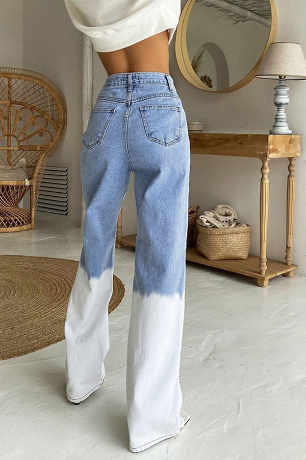 Antmvs Personality Patchwork High Waist Jeans
