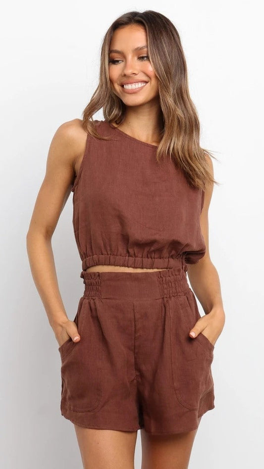 Antmvs Chocolate Tank Top and Shorts Sets