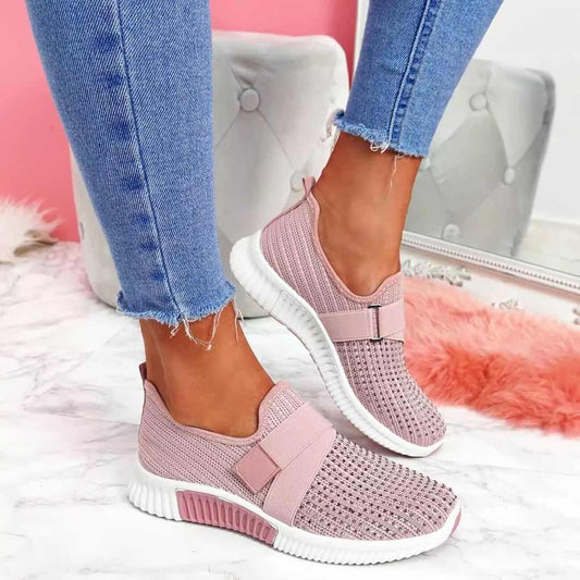 antmvs Women Casual Shoes Spring Female Shoes Crystal Solid Mesh Sneakers Plus Size Flats Fashion Ladies Sport Shoes Vulcanized Shoes