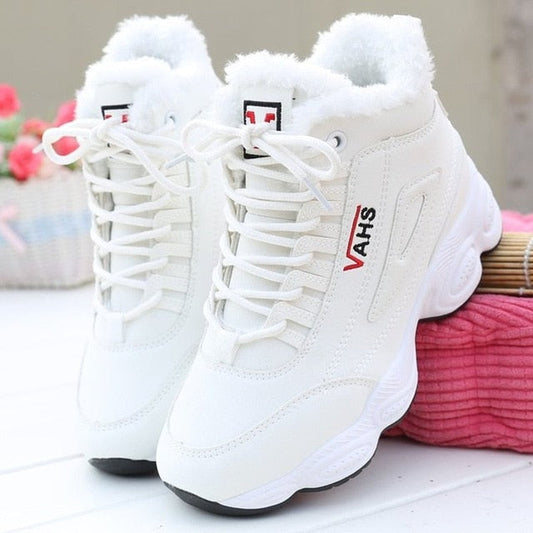 antmvs New Autumn Sneakers Woman Vulcanized Shoes Suede Female PU Leather Outdoor Lace-Up Plus Hair Thicken Sneakers Women