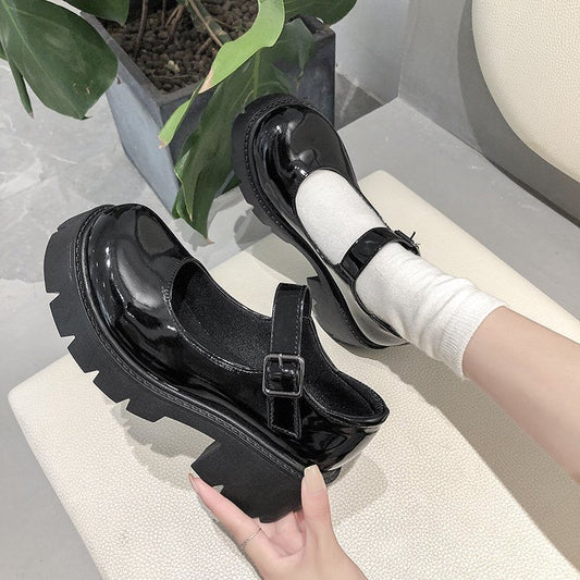 Women Student Shoes Japanese Style Ankle Strap Round Toe High Heels Platform Leather Shoes Cute Lolita JK Girls Mary Jane Shoes