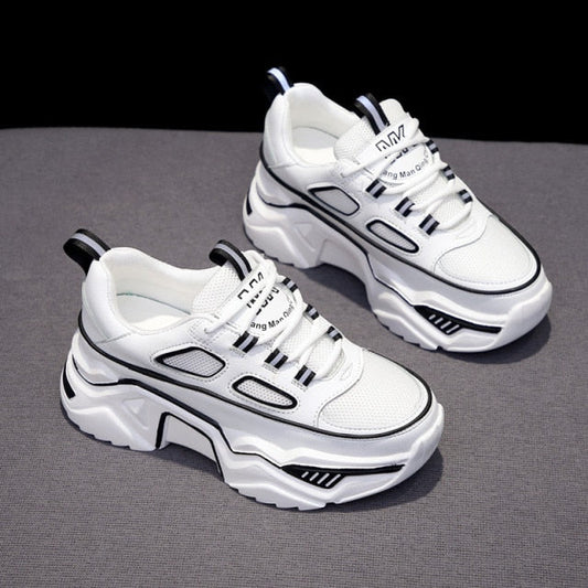 antmvs Women Sneakers White Black Designer Shoes Woman Autumn Winter Chunky Sneakers Fashion Light Dad Shoes Ladies Platform Footwear