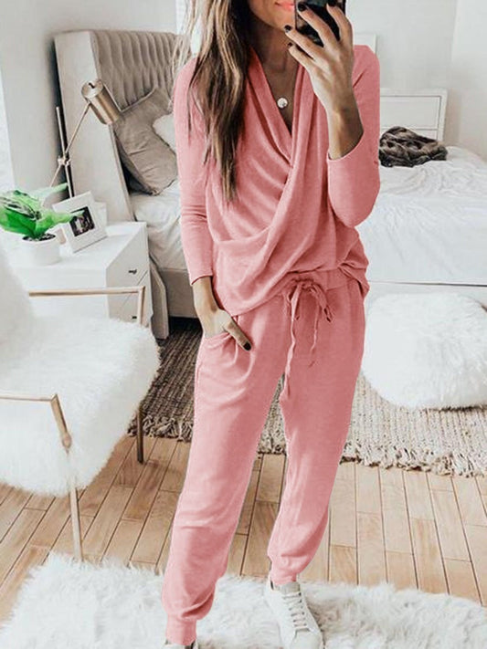 Antmvs Women's Sets Long Sleeve Trousers Casual Two-Piece Suit